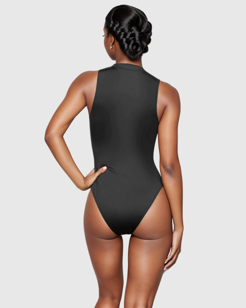 Maillot de bain sculptant col montant zippé