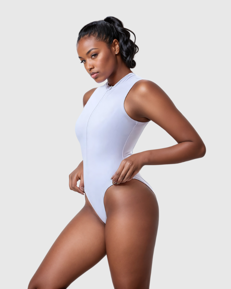 Maillot de bain sculptant col montant zippé