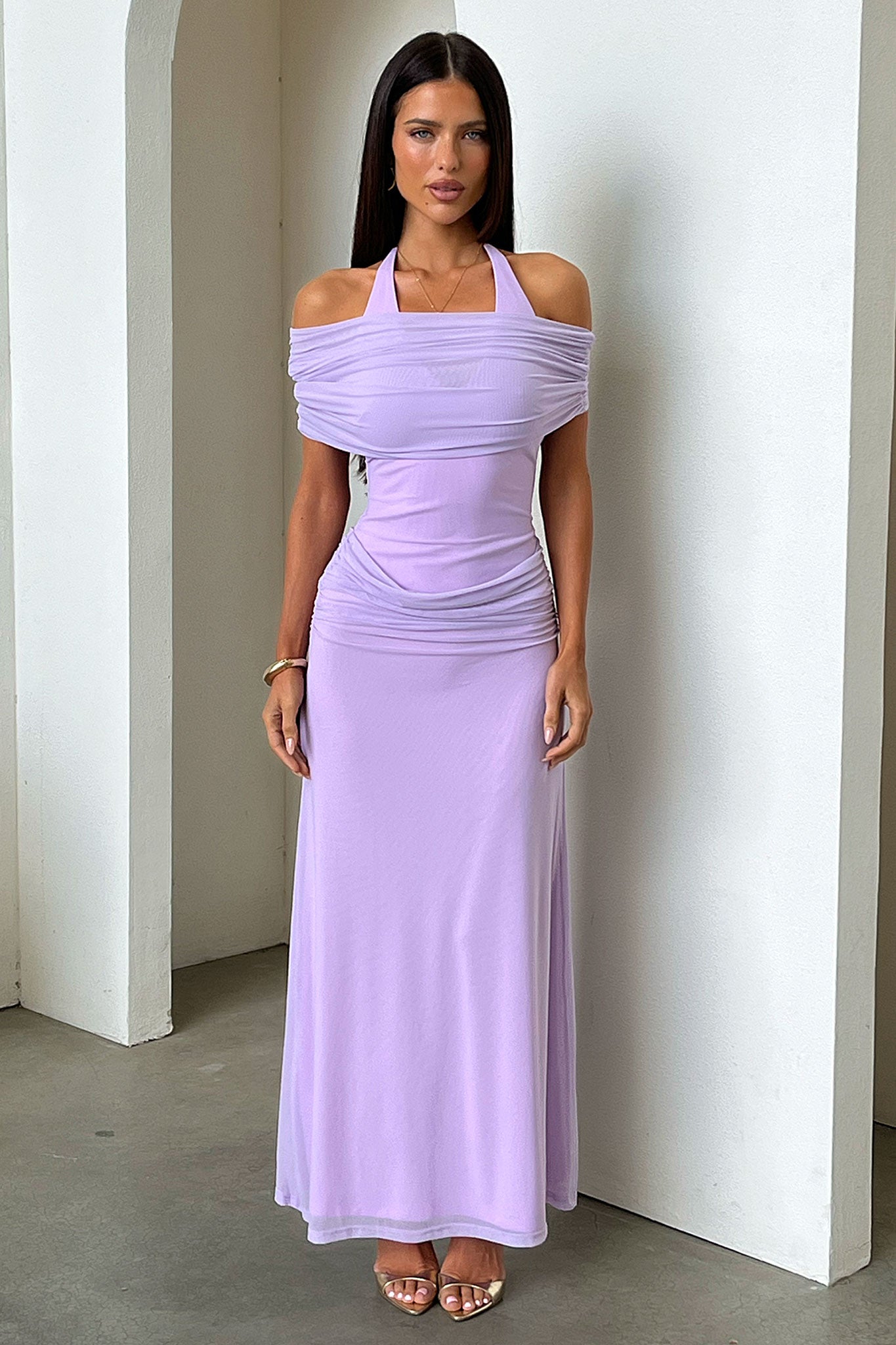 Ellie Halter Neck Maxi Dress - Morado