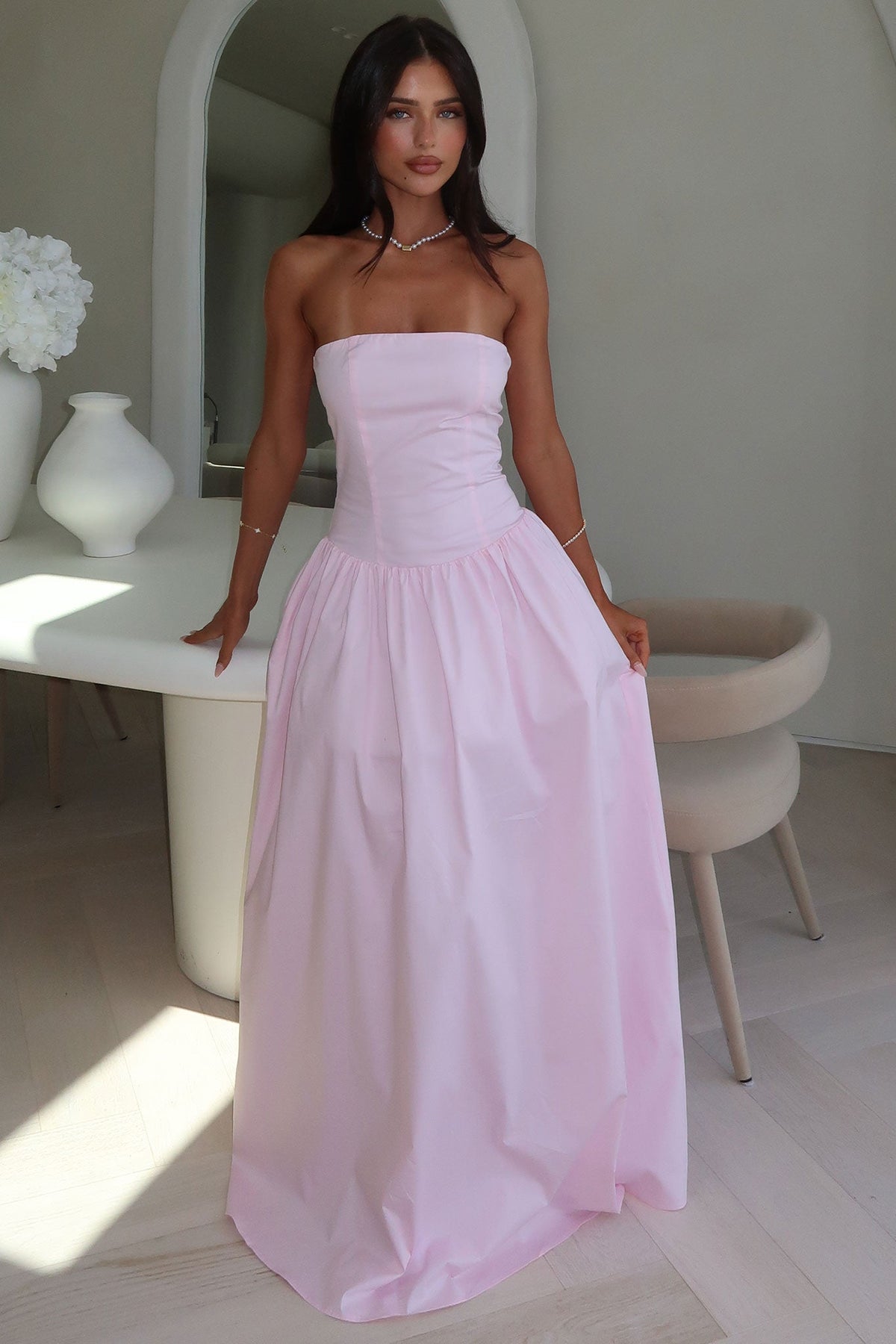 Iridessa Strapless Maxi Dress - Rosa Claro