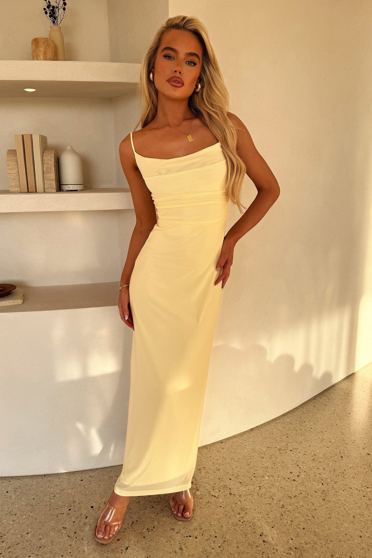 Nadine Lace-Up Back Maxi Dress - Amarillo