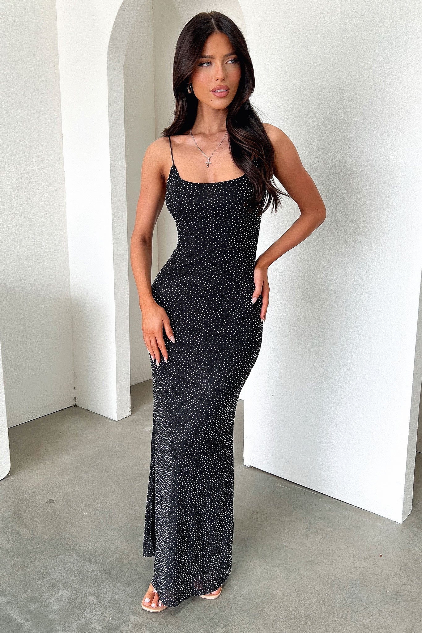 Nalani Embellished Maxi Dress - Negro