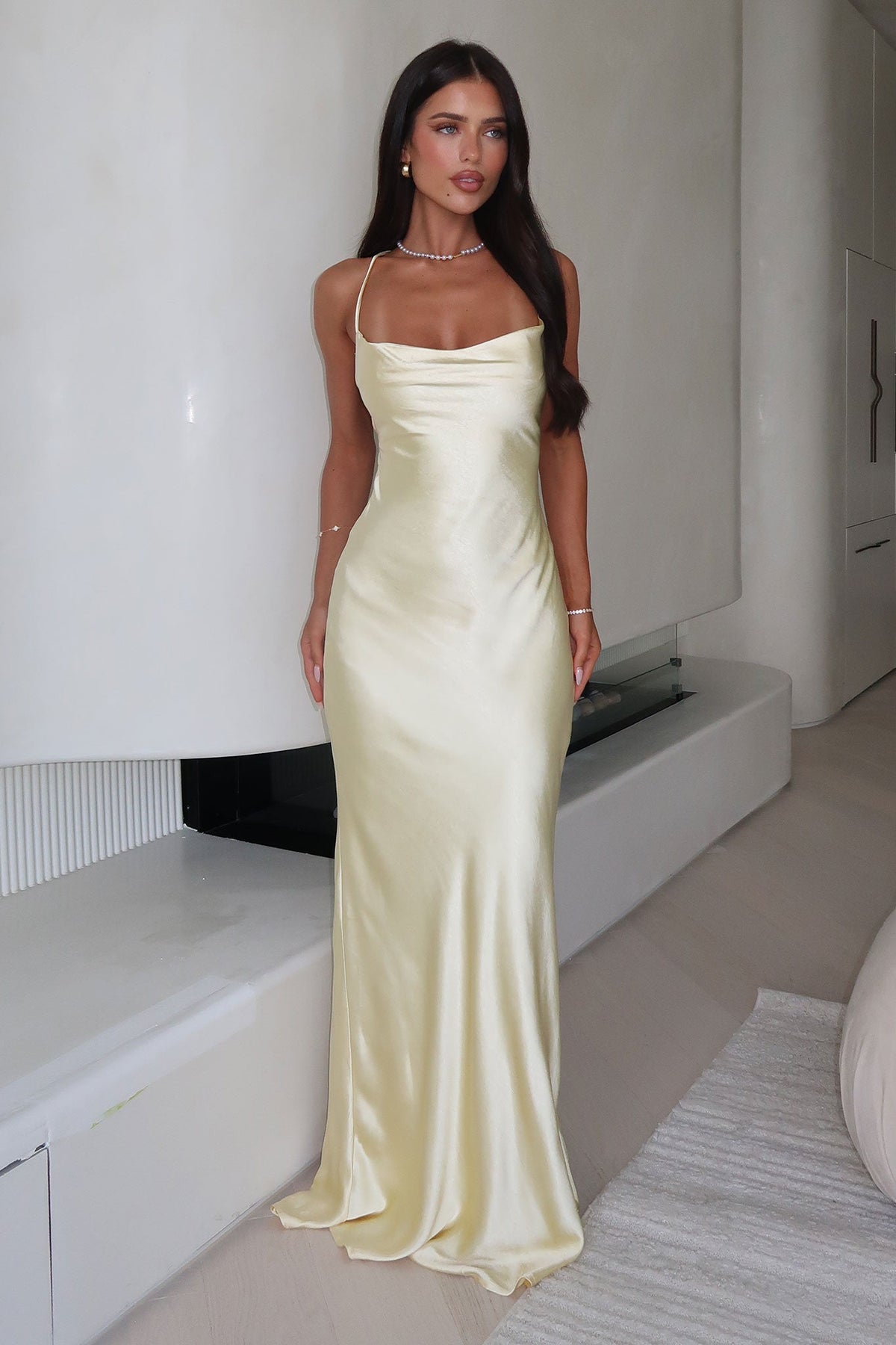 Starlette Cowl Neck Satin Maxi Dress - Amarillo