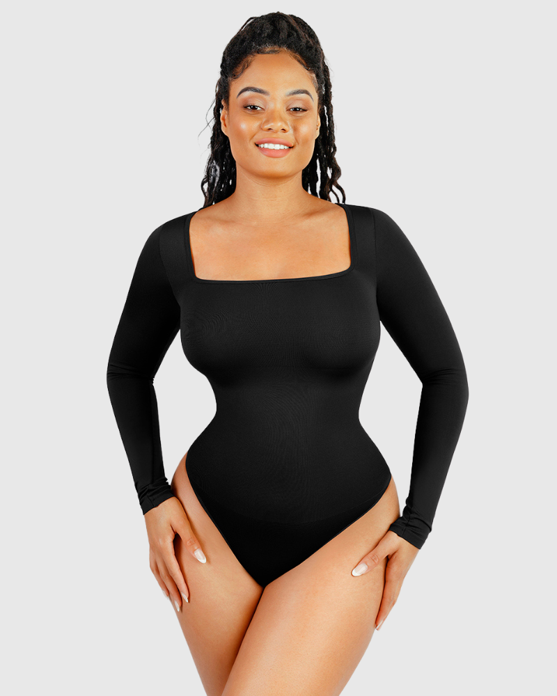 Body à Manches Longues et Décolleté Carré
