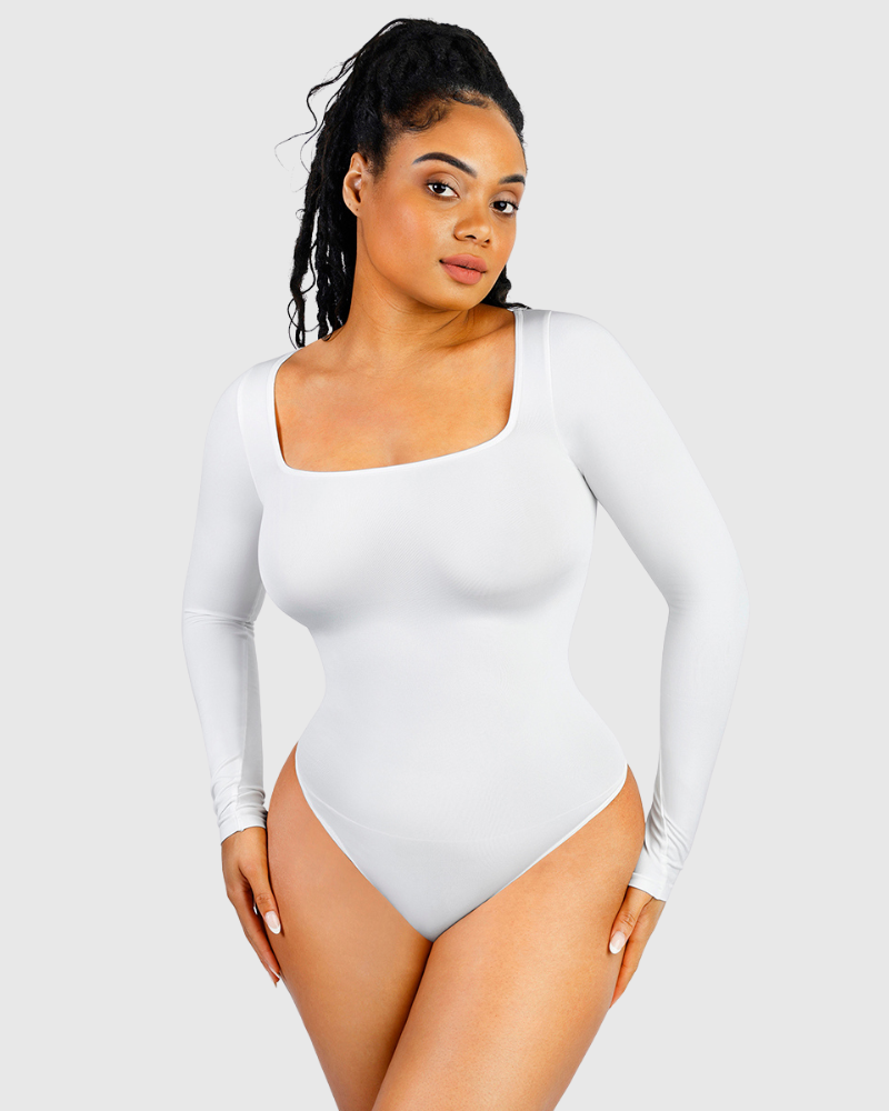 Body à Manches Longues et Décolleté Carré
