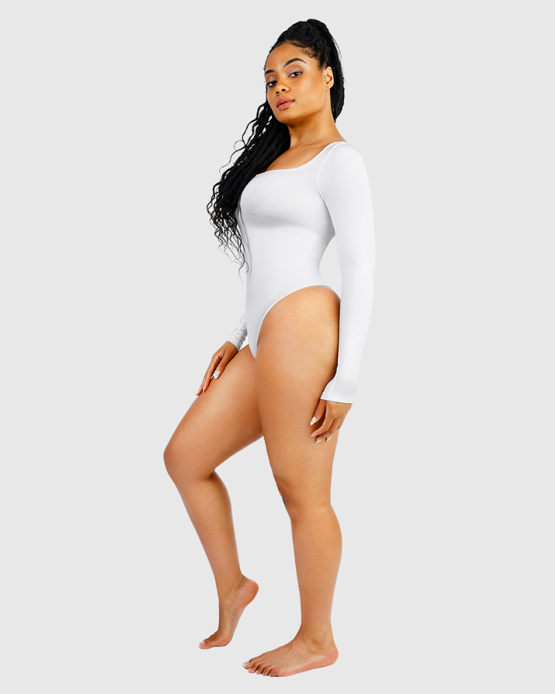 Body à Manches Longues et Décolleté Carré