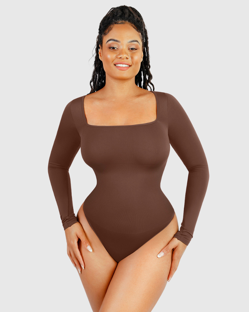 Body à Manches Longues et Décolleté Carré