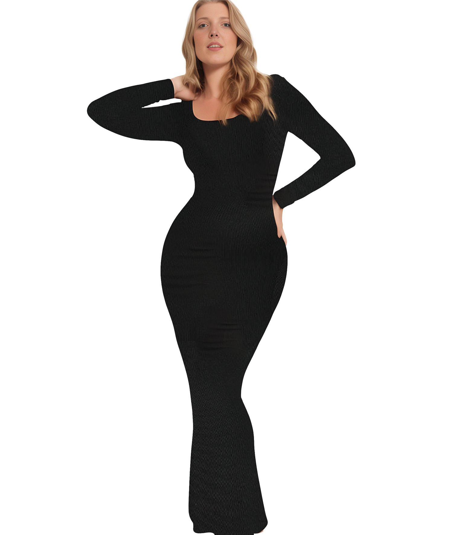 Robe longue de détente à manches longues et ceinture intégrée