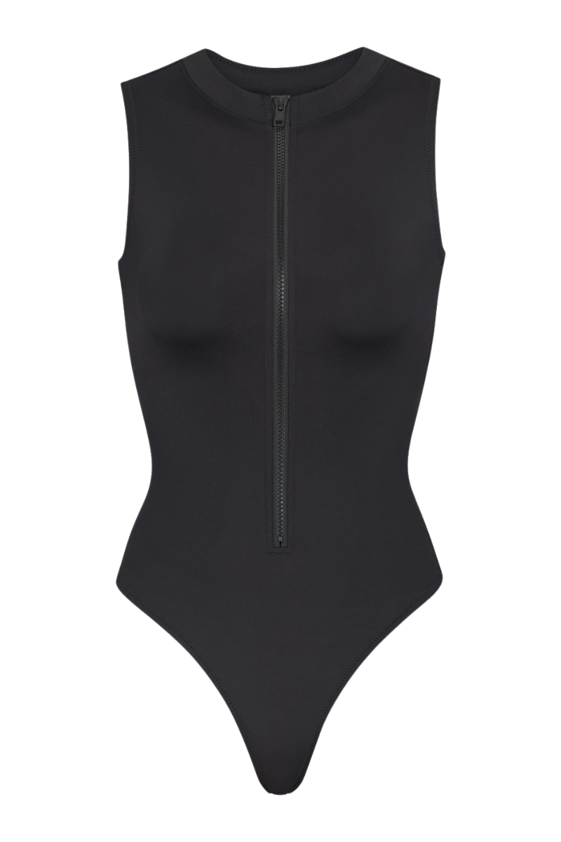 Maillot de bain sculptant col montant zippé