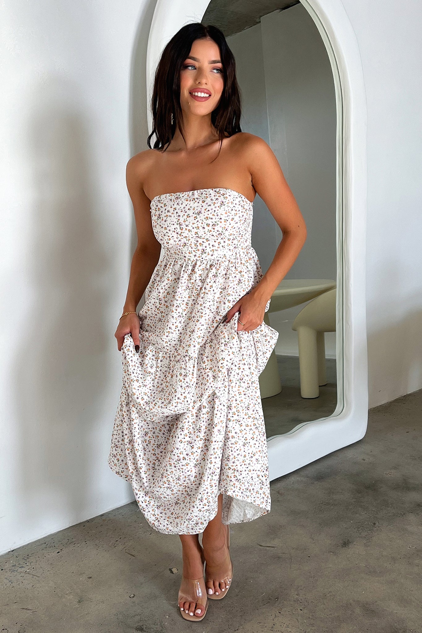 Hailey Maxi Dress - Floral Blanco