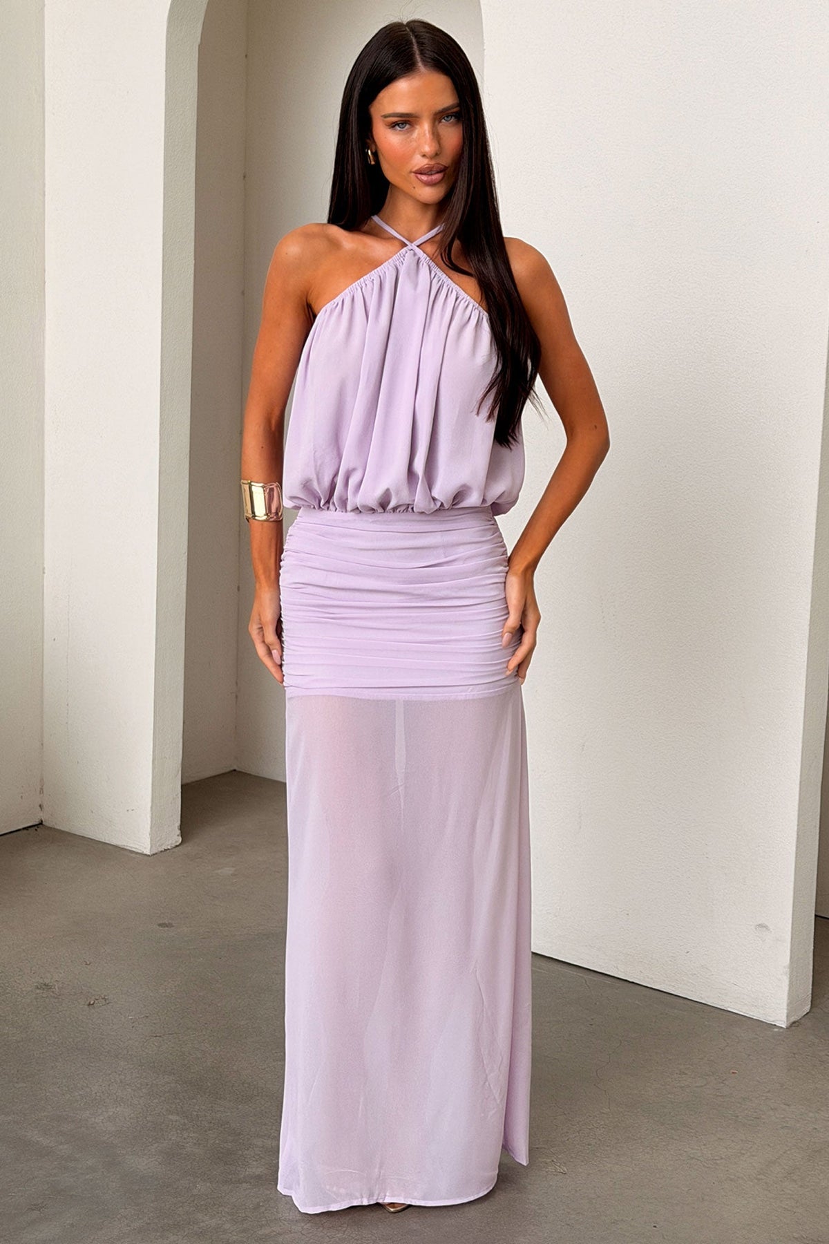 Milly Halter Neck Maxi Dress - Morado