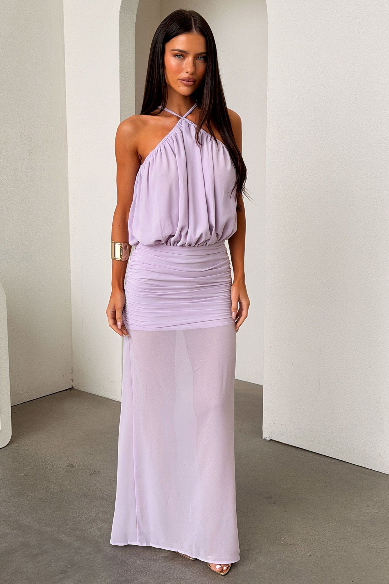 Milly Halter Neck Maxi Dress - Morado